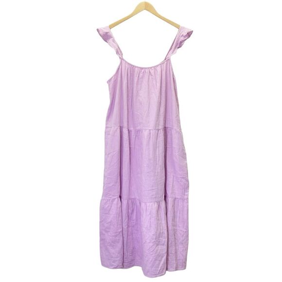 NWT J. Crew Ruffle Strap Gauze Tiered Long Summer Maxi Dress Lilac Size XL NEW - Picture 2 of 12